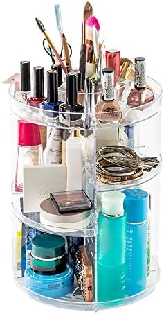 Lomani 360 degree Rotating adjustable makeup rack – Cosmetic Organizer – Large capacity – Dimensions 9"x14" – Adjustable Layers - Washable rack – Acrylic material – Ideal gift