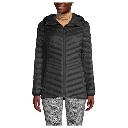 Lands' End Womens UL Packable Down Jacket Black Regular Medium
