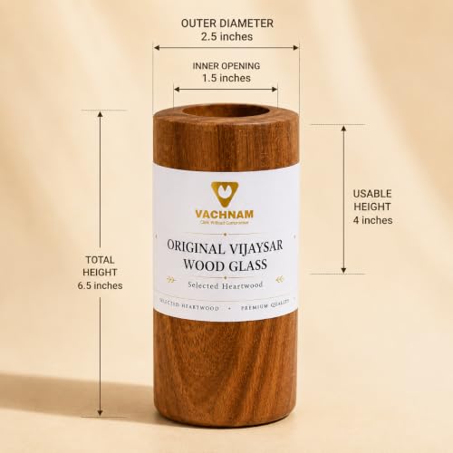 Image of Original Certified Vijaysar Wood(Lakdi) Glass for Sugar Control & Balance | Vijay SAR Wooden Glass for Diabetes Free & Madhumeh Care | Pure Heartwood Tumbler Water Cup