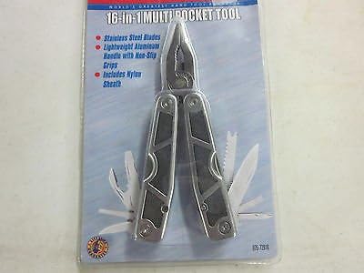 MONKEY GRIP 16-in-1 Multi-Tool Pocket Size Pliers Stainless Steel Blades ~New~
