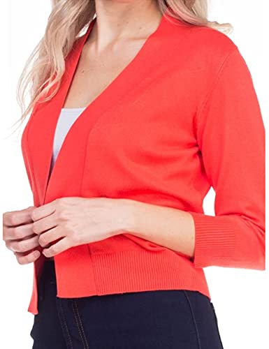Image of Bolero Cropped Cardigans Shrugs for Women - 3 /4 Sleeve Open Front Cover up for Dresses