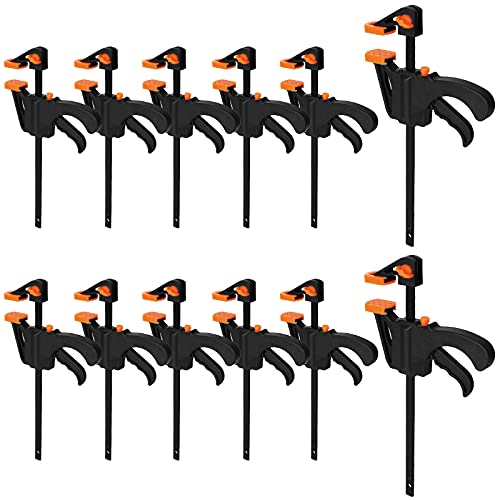 Lishine DOUS-BARCLAMP-4INCH-12PCS-210710 12 Pack 4 Inch Bar Clamps For Woodworking Quick Grip Clamps Trigger Clamp One Handed Ratchet Clamp cover
