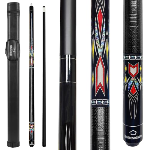 HomeSeason 58" Pool Cue Stick 18oz Billiard Birch Wood 13mm Tip Cue Sticks Professional Low Deflection Pool Sticks with Cue Case