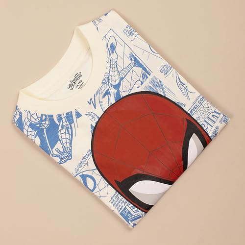 Image of Kidsville Official Marvel Comics Spiderman Boy's Graphic Printed Half Sleeves Round Neck Regular Fit Pure Breathable Cotton Fabric T-Shirt