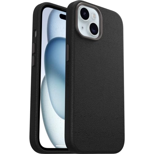 Image of OtterBox iPhone 15 Symmetry Series Cactus Leather for MagSafe - Noir ASH (Black)