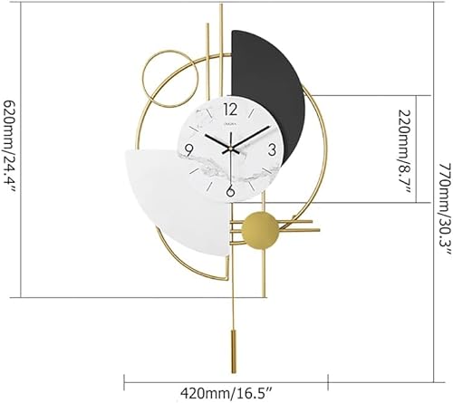 Miniatura 8 de homary Relojes modernos de 16.5 pulgadas para sala de estar, relojes de pared dorados decorativos, reloj de pared grande redondo 3D, reloj de pared