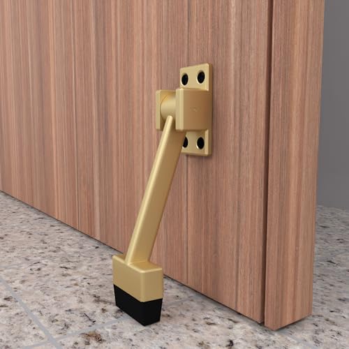 Image of Boniry Heavy-Duty Door Stopper with Adjustable Rubber Grip | Wall-Mounted Door Holder for Wooden and Metal Doors | Durable and Easy Install (Brass)
