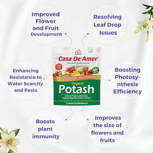 Casa De Amor Organic Potash Essential Fertilizer for Gardening, Enhance plant growth & productivity, Boost your garden's potential naturally (900 gm)