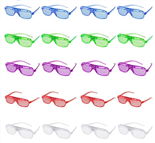 QQY Paquet de 20 Lunettes LED allument des lunettes, Lunettes de jouet lumineuses Lunettes de fête pour enfants Lunettes de soleil à LED clignotantes pour les cadeaux d'anniversaire des enfants Cover