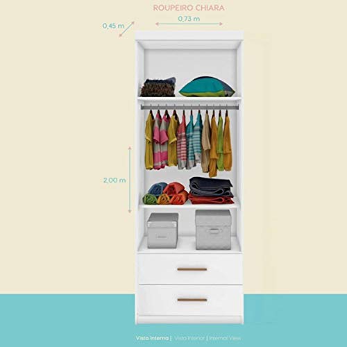 Guarda roupa infantil 2 portas branco Chiara Phoenix Baby