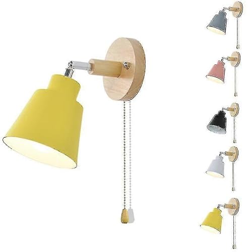 Joyhappst Image Color Bedside Night Light Nordic Wooden Wall Lamp Bedside Wall Lamp Bedroom Corridor Wall Lamp With Zipper