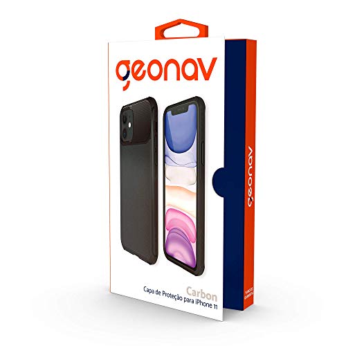 Capa Carbon protetora para iPhone 11, lateral emborrachada flexível, antideslizante, Preto, IPS11BK,