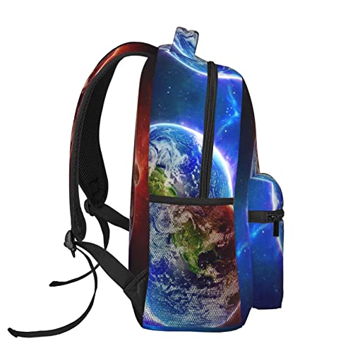 Sac d'école Space Planet Earth grande capacité noir avec port USB