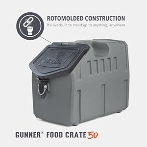 Gunner 50 lbs Dog Food Storage Container - Waterproof & Airtight Dog Food Bin - Multi-Purpose Pet Food Bin for Dry Food, Corn, Chicken Feed, Pet treats, Bird Seed, & More - Gunmetal Gunner 50 lbs Dog Food Storage Container – Waterproof & Airtight Dog Food Bin – Multi-Purpose Pet Food Bin for Dry Food, Corn, Chicken Feed, Pet treats, Bird Seed, & More – Gunmetal