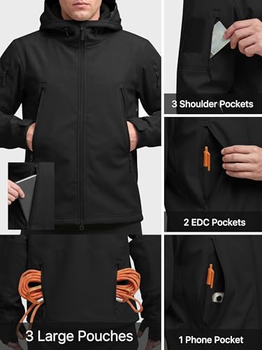Image of FREE SOLDIER Men's Outdoor Waterproof Soft Shell Hooded Military Tactical Jacket