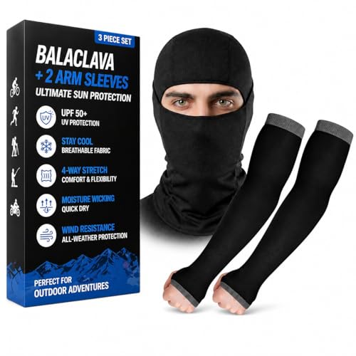 Image of AutokraftZ ๐๐ข๐ ๐๐ข Balaclava Face Mask for Bikers Men-Women with Arm Sleves UV Sun Protection | Face Cover for Bike Riding | Breathable Sweatproof for Outdoor Use | Bike Helmet Accessories for men