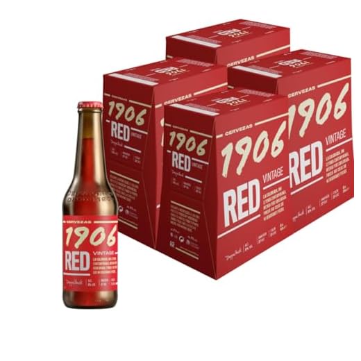 1906 Red Vintage - Cerveza Lager Extra, Pack de 24 Botellas x 33 cl, Sabor Amargo y Ligeramente Picante, Galardonada Internacionalmente, 8% Volumen de Alcohol