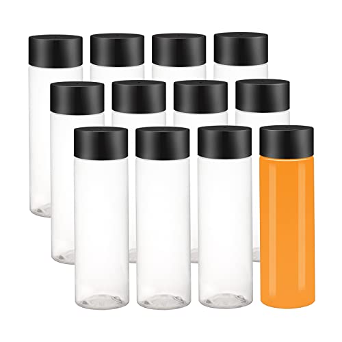 ZMCYN Lot de 12 bouteilles de jus vides en plastique avec couvercles, bouteilles sensorielles réutilisables en plastique PET pour smoothie, jus, smoothie, boissons thumbnail