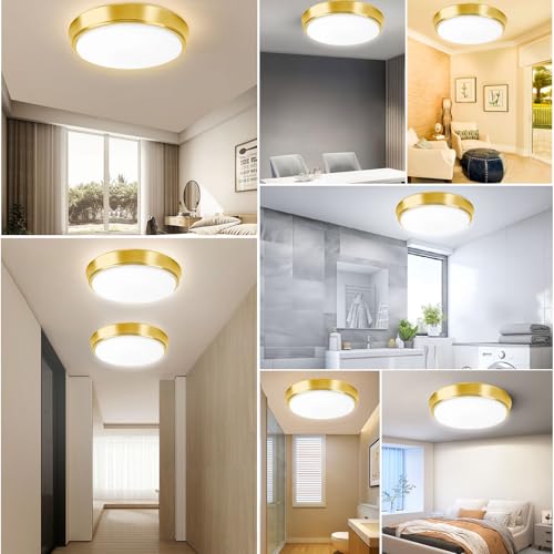 Image of 13 Inch 2-Pack Dimmable Flush Mount LED Ceiling Light Fixtures, 36W 4000LM Super Bright Gold LED Ceiling Lights with 5 Color Temperatures (2700K-6500K), Modern Round LED Lights for Kitchen Living Room