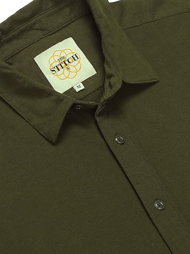Image of StitchX Men's Cotton Regular Fit Full Sleeve Solid Knitted Shirt