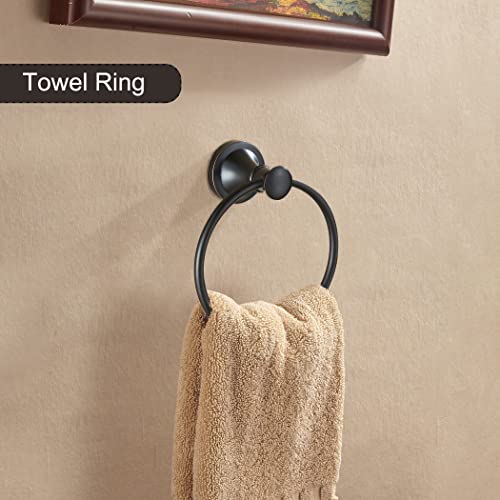 Wolibeer Bronze Towel Bar 4 Pieces Set, Oil Rubbed Bathroom Accessories, Orb Adjustable 15 To 26.5 Inch Towel Holder Farmhouse Toilet Paper Holder Rustic Hand Towel Ring Towel Hook Wall Mounted #TOP3