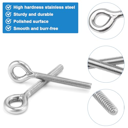 10 Stück Ösenschraube M8, Außengewinde Ringschraube Edelstahl, Ringschrauben Lang, Ringmutter 60 mm, Augenschraube M8 Schraubhaken für Befestigens, Hängens, Den Innen, Außenbereich
