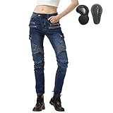 Moderno y cómodo: Estos vaqueros de moto para mujer no solo son elegantes y cómodos, sino que también tienen funciones de protección. Debido a que esta serie está inspirada en la sastrería de moda, está hecha de 97% algodón y 3% elastano.Se utiliza especialmente para la confección de jeans para ayudarlo a mantenerse protegido mientras conduce.