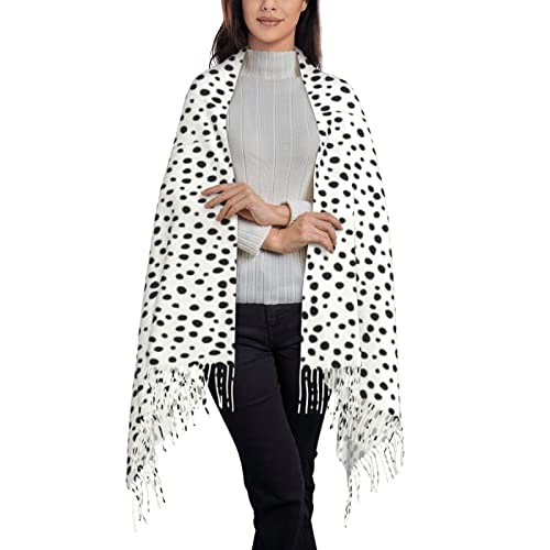 ANGYANG Écharpe chaude, pois dalmatiens noirs, grands châles doux au toucher cachemire pour femmes, étole légère 192x75 cm, Taille unique – vue 2
