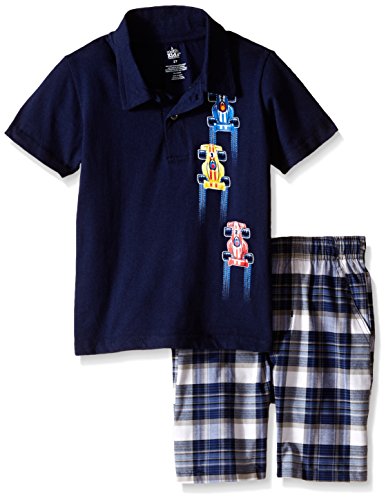 Kids Headquarters Boys' Little 2 Piece Set-Polo Shirt and Plaid Short