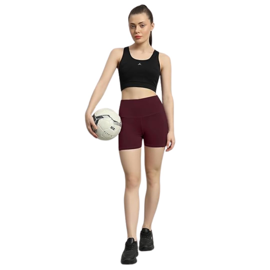 deevaz Workout Shorts for Women, Polyester Activewear Sports Cycling Shorts Wine XL-picture-9
