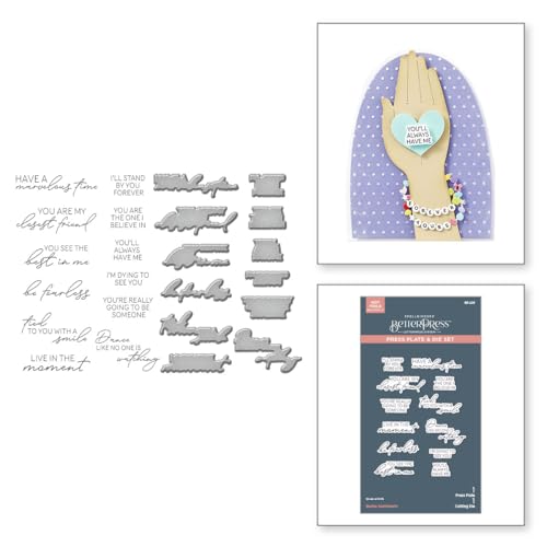 Plaque de presse et matrices Bestie Sentiments Spellbinders pour scrapbooking