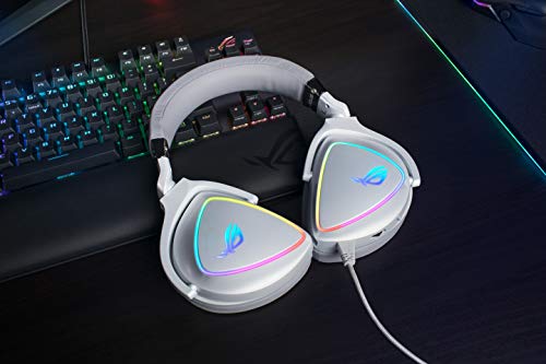 Image of ASUS RGB Gaming Wired On Ear Headset ROG Delta with Detachable Mic, Hi-Res ESS Quad-DAC, Circular RBG Lighting Effect, USB-C Connector for Pcs, Consoles, and Mobile Gaming (White)