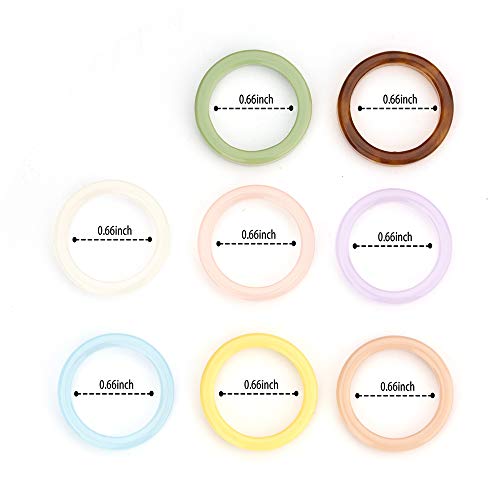 Nonsucheer 8 Pcs Chunky Resin Acrylic Trendy Stacking Rings For Women Men Girls, Colorful Vintage Big Band Ring (8Pcs(Style 3)) #TOP1