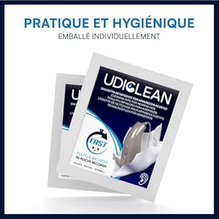 200 lingettes humidifiées Udiclean emballées individuellement pour les appareils auditifs et les implants cochléaires Les lingettes à séchage rapide éliminent la graisse la sueur et la saleté
