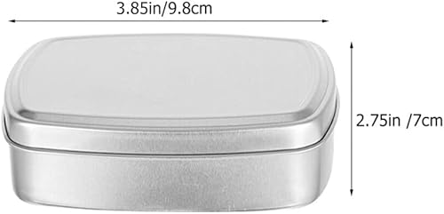 Miniatura 3 de COHEALI Latas de aluminio 4 piezas rectangulares vacías con bisagras con tapa, tarro de aluminio para almacenamiento de pasadores de caramelo,