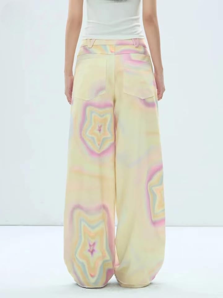 Unisex Vintage Graffiti Star Print Baggy Wide Jeans 90s High Waist Y2k Hiphop Grunge Casual Loose Goth Harajuku3