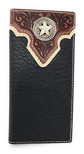 Texas West Premium Tooled Genuine Leather Bifold Wallet in Multi Emblem (Star)