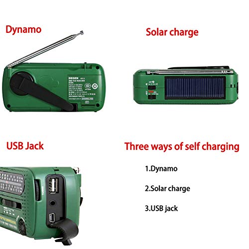 Roexboz Rádio solar, rádio de emergência multifuncional portátil solar de emergência com lanterna LE