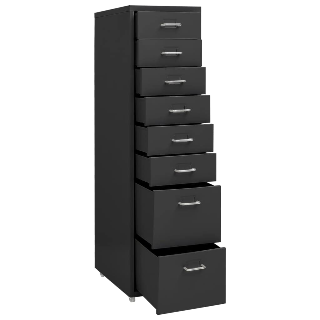 Schedario Mobile Antracite 28x41x109 cm in Metallo-Cassettiera,Mobiletto da Ufficio con Serratura,Regolabile per Cartelle Sospese,Superficie Testurizzata,per Ufficio,Studio