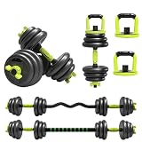 Strongway® Adjustable 6 in 1 Dumbbell Straight and Curl Barbell Kettlebell Push Up Set - 20KG 30KG 40KG SETS - Weight Lifting for Home Gym Fitness (20KG SET)