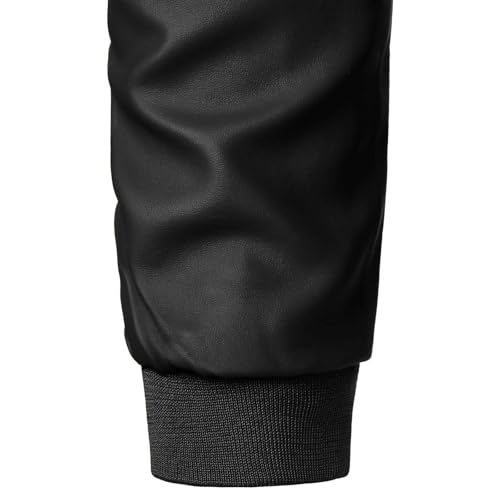 Xiaojmake Mens PU Leather Bomber Jacket Slim Fit Zip Up Coat Flight Jackets Cafe Racer Motorcycle Jacket Faux Leather Outwear3