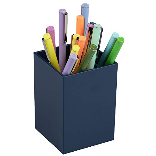 Image of JAM PAPER Plastic Pen Holder - Navy Blue - Desktop Pencil Cup Sold Individually
