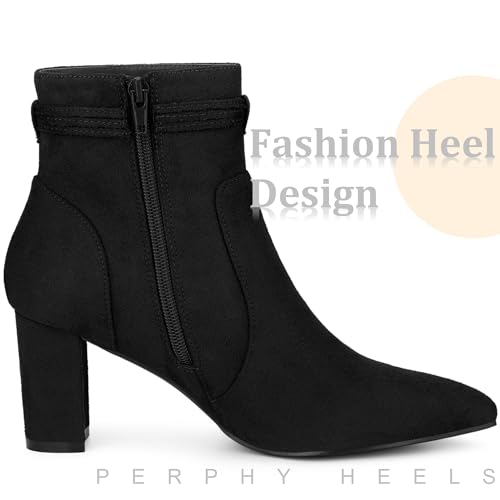 Perphy Bow Tie Booties Ankle Boots Pointed Toe Block Heel Boots for Women4