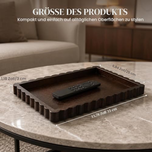 Hanobe Deko Tablett Massivholz: 35x25 cm Modern Serviertablett Rechteckig – Bild 3