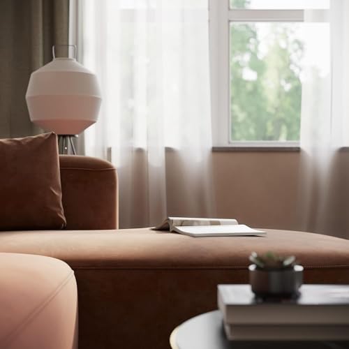Image of 105 inch Luxury Modern Tight Curved Back Velvet Sofa, Minimalist Style Comfy Couch for Living Room Apartment, L-Shape Chaise, Brown