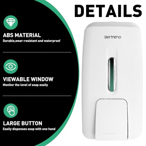 Image of Commercial Soap Dispenser Wall Mount Manual Pump Hand Soap Dispenser 800ml Gel Liquid Hand Sanitizer Dispenser Self Adhesive for Home Bathroom (White)