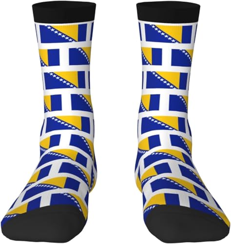 Chaussettes en coton pour adultes avec drapeau de la Bosnie-Herzégovine, chaussettes décontractées pour hommes et femmes