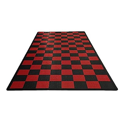 Speedway Garage Floor Mat Kit for 1-Car, Medium, Checkered - Black/Red