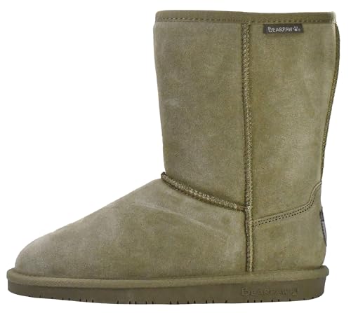 BEARPAW Women's Emma Short Boot, Martini Olive, 8.5 M US