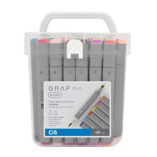 Marcador Graf Duo Brush, CIS, Estojo c/48 unidades sortidas